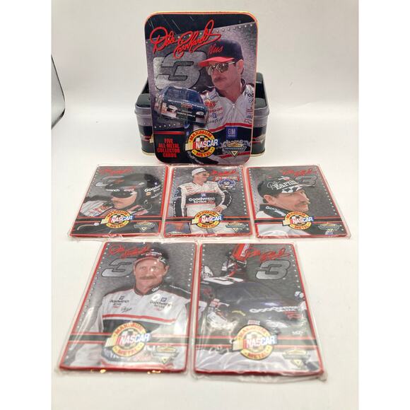 NASCAR DALE EARNHARDT Metal 5 Card Set In Collectors Tin Cards Factory Sealed - Picture 1 of 6